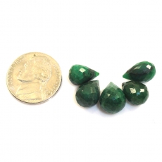 Loose  Emerald Drops Briolette Shape10x7mm to 12x8mm Drilled Bead 5 Pieces