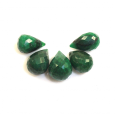 Loose Emerald Drops Briolette Shape 10x7mm to 12x8mm Drilled Bead 5 Pieces