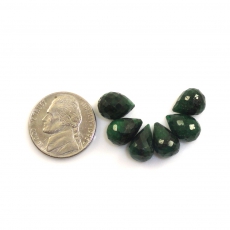 Loose Emerald Drops Briolette Shape11x7mm to 14x8mm Drilled Bead 6 Pieces