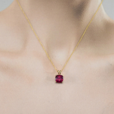 Madagascar Ruby Cushion Shape 3.76 Carat Pendant in 14K Yellow Gold ( Chain Not Included )