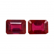 Madagascar Ruby Emerald Cut 7x5mm Matching Pair Approximately 2.80 Carat
