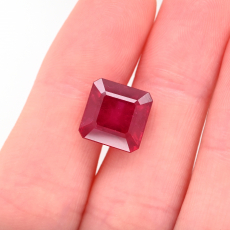 Madagascar Ruby Emerald Square 10mm Single Piece Approximately 7.35 Carat
