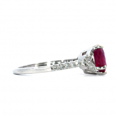 Madagascar Ruby Heart Shape 1.81 Carat Ring In 14K White Gold With Accented Diamonds