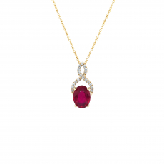 Madagascar Ruby Oval 1.59 Carat Pendant in 14K Yellow Gold with Accent Diamonds