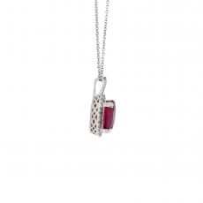 Madagascar Ruby Oval 1.60 Carat Pendant In 14k White Gold With Accent Diamonds