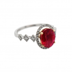 Madagascar Ruby Oval 2.39 Carat Ring With Diamond Accent in 14k Dual Tone (Yellow / White) Gold