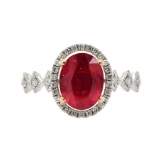 Madagascar Ruby Oval 2.39 Carat Ring With Diamond Accent in 14k Dual Tone (Yellow / White) Gold