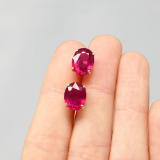 Madagascar Ruby Oval 6.88 Carat Earrings in 14K Yellow Gold