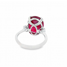 Madagascar Ruby Oval 8.81 Carat Ring With Diamond Accent in 14K White Gold (RG2769)