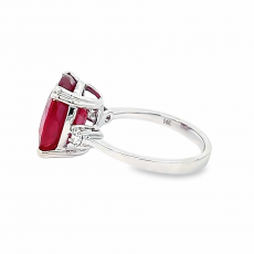 Madagascar Ruby Oval 8.81 Carat Ring With Diamond Accent in 14K White Gold (RG2769)