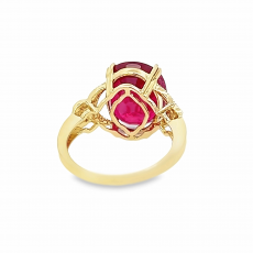 Madagascar Ruby Oval 9.53 Carat Ring With Diamond Accent in 14K Yellow Gold (RG2206)