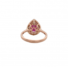 Madagascar Ruby Pear 3.16 Carat Ring in 14K Rose Gold with Accent Diamonds (RG1480)