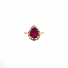 Madagascar Ruby Pear 3.16 Carat Ring in 14K Rose Gold with Accent Diamonds (RG1480)