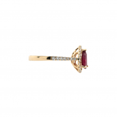 Madagascar Ruby Pear Shape 1.33 Carat Ring with Accent Diamonds in 14K Yellow Gold