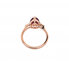 Madagascar Ruby Pear Shape 2.08 Carat Ring with Accent Diamonds in 14K Rose Gold