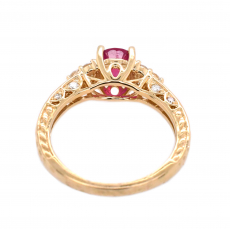 Madagascar Ruby Round 1.10 Carat Ring in 14K Yellow Gold With Diamond Accents