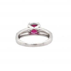 Madagascar Ruby Round 1.80 Carat Ring With Diamond Accent in 14K White Gold