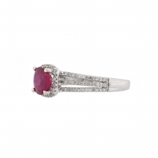 Madagascar Ruby Round 1.80 Carat Ring With Diamond Accent in 14K White Gold