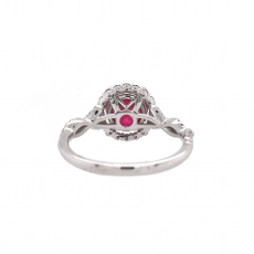 Madagascar Ruby Round 2.03 Carat Ring With Diamond Accent in 14K White Gold