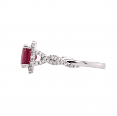 Madagascar Ruby Round 2.03 Carat Ring With Diamond Accent in 14K White Gold