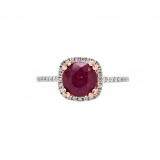 Madagascar Ruby Round 2.13 Carat Ring With Diamond Accent in 14K White Gold