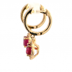 Madagascar Ruby Round 2.51 Carat Huggie Earrings  In 14K Yellow Gold With Accent Diamonds