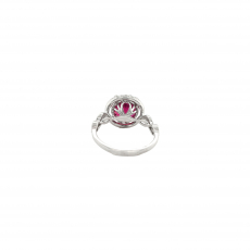 Madagascar Ruby Round 3.91 Carat Ring in 14K White Gold with Accent Diamonds