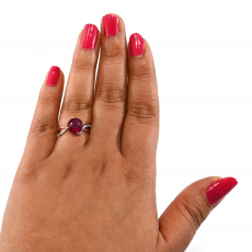 Madagascar Ruby Round 4.84 Carat Ring In 14K Dual Tone(White/Rose)Gold With Diamond Accent