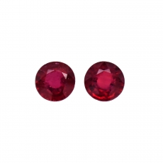 Madagascar Ruby Round 5mm Matching Pair Approximately 1.25 Carat