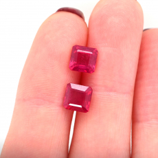 Madagascar Ruby Square 6mm Matching Pair Approximately 3.30 Carat