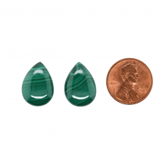 Malachite Cabs Pear Shape 18x13 MM Matched Pair Approximately 25 Carat