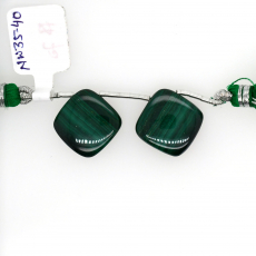 Malachite Drop Cushion Shape 16x16mm Drilled Bead Matching Pair