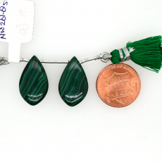 Malachite Drop Leaf Shape 21x12mm Drilled Bead Matching Pair