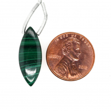 Malachite Drop Marquise Shape 23x9mm Drilled Bead Single Pendant Piece