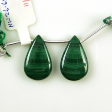 Malachite Drops Almond Shape 21x13MM Drilled Beads Matching Pair