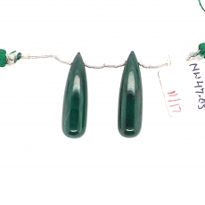 Malachite Drops Briolette Shape 30x10mm Drilled Beads Matching Pair