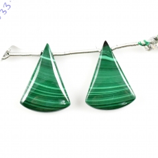 Malachite Drops Conical Shape 23x17mm Drilled Beads Matching Pair