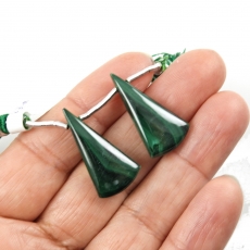 Malachite Drops Conical Shape 26x13mm Drilled Beads Matching Pair