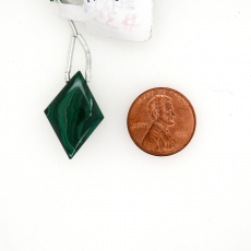 Malachite Drops Diamond Shape 24x17mm Drilled Bead Single Piece