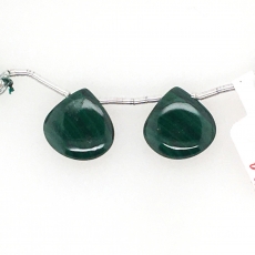 Malachite Drops Heart Shape 15mm Drilled Beads Matching Pair
