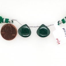 Malachite Drops Heart Shape 15x15mm Drilled Beads Matching Pair