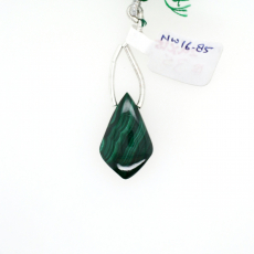 Malachite Drops Leaf Shape 24x15mm Drilled Bead Single Piece