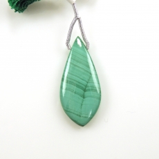 Malachite Drops Leaf Shape 37x17mm Drilled Bead Single Pendant Piece