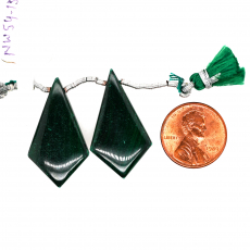 Malachite Drops Shield Shape 31x17mm Drilled Bead Matching Pair
