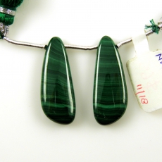 Malachite Drops Wing Shape 30x12MM Drilled Beads Matching Pair