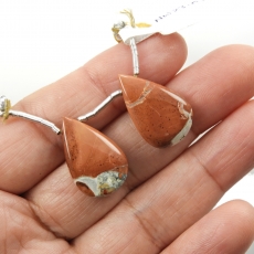 Malinga Jasper Drops Almond Shape 21x14mm Drilled Beads Matching Pair