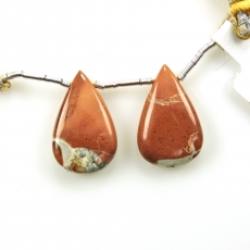 Malinga Jasper Drops Almond Shape 21x14mm Drilled Beads Matching Pair