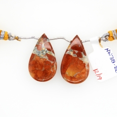 Malinga Jasper Drops Almond Shape 28x17mm Drilled Beads Matching Pair