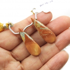 Malinga Jasper Drops Almond Shape 32x11mm Drilled Beads Matching Pair