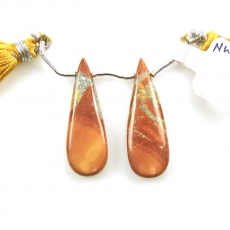 Malinga Jasper Drops Almond Shape 32x11mm Drilled Beads Matching Pair